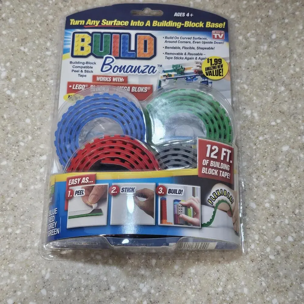 Building Bonanza Peel & Stick Tape Works With All Blocks 12 Feet New